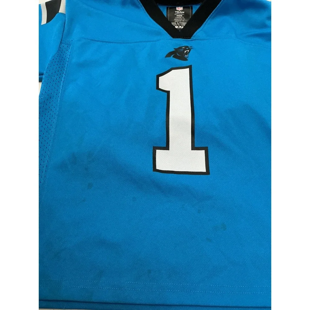 NFL‎ Team Apparel Cam Newton Carolina Panthers Jersey Kids Large 7 Blue 1 Stains